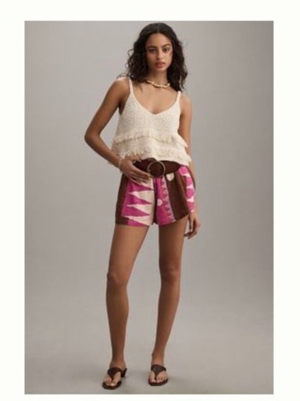 NWT Anthropologie Mestiz Somerset Linen Shorts Pink Pattern Large